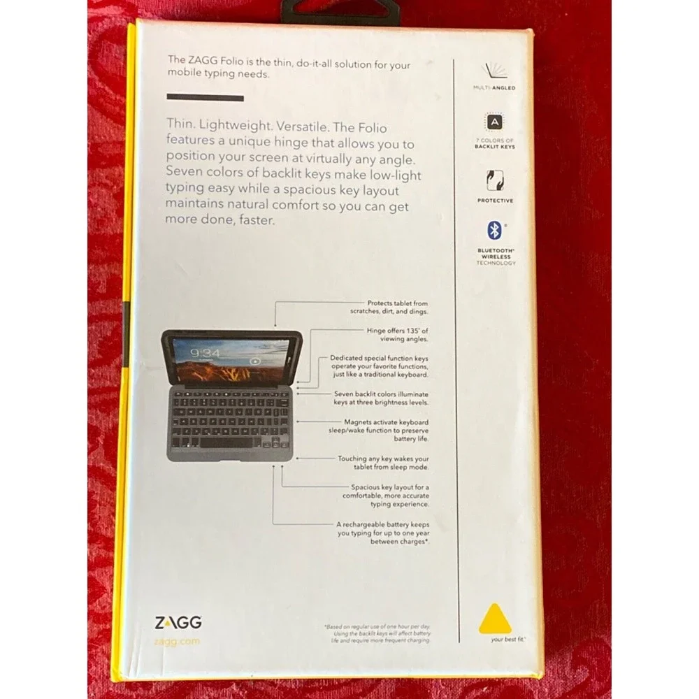 ZAGG Folio Case Backlit Keyboard for Verizon Ellipsis 8